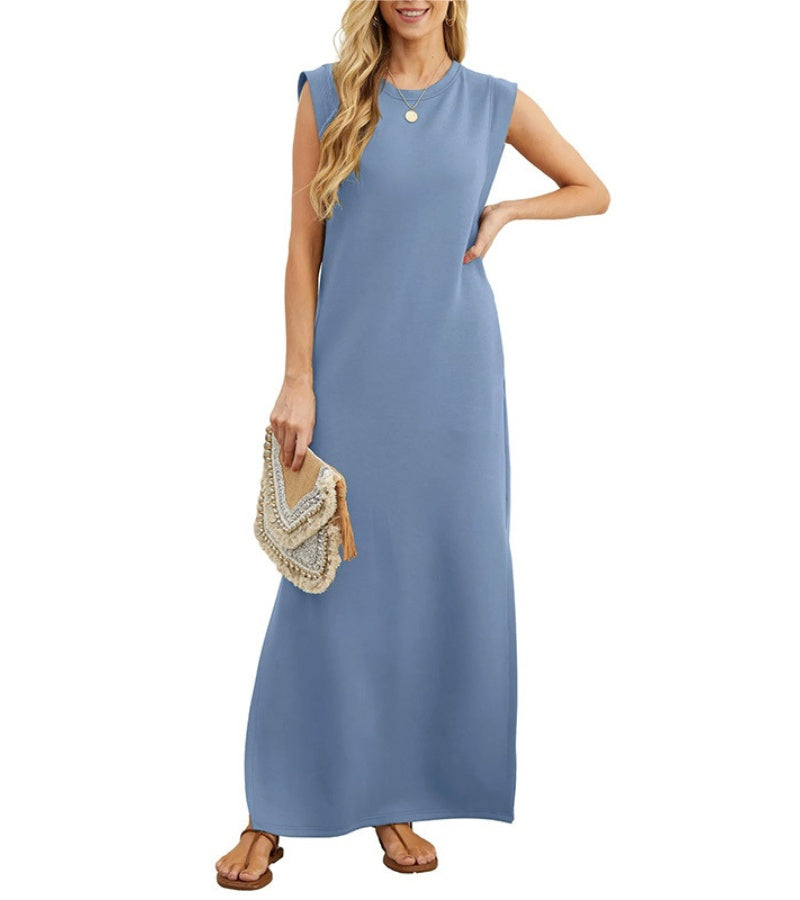 Romaisa | Casual Long Dress with Slit and No Ironing Needed