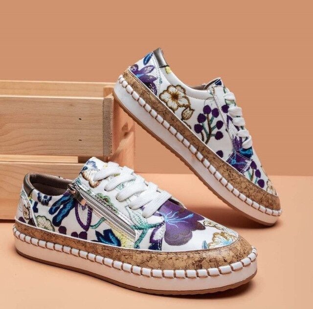 Oluchi Floral Orthopedic Zip Sneakers