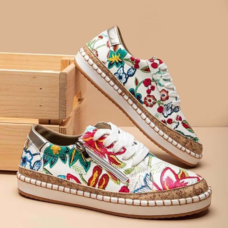 Oluchi Floral Orthopedic Zip Sneakers