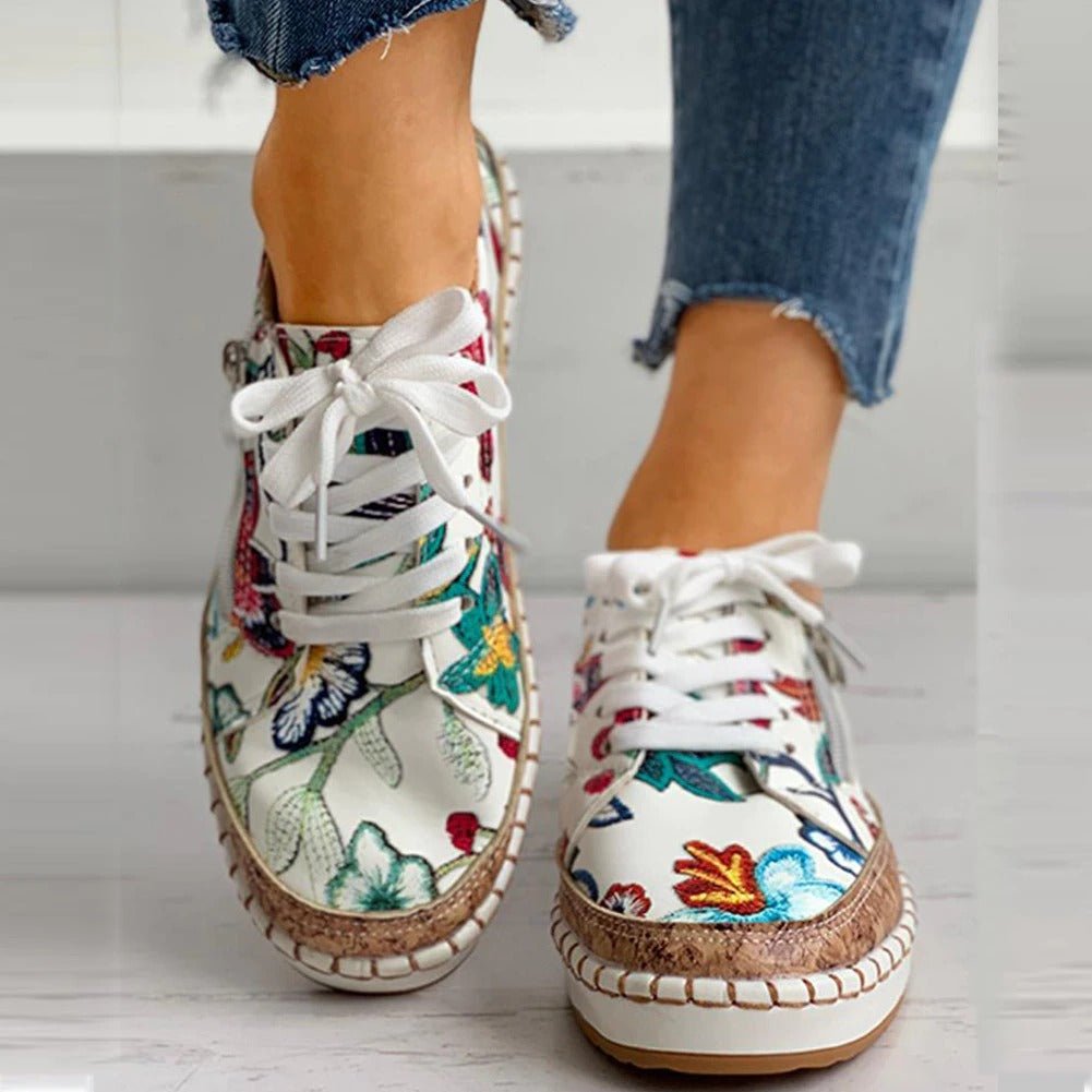 Oluchi Floral Orthopedic Zip Sneakers