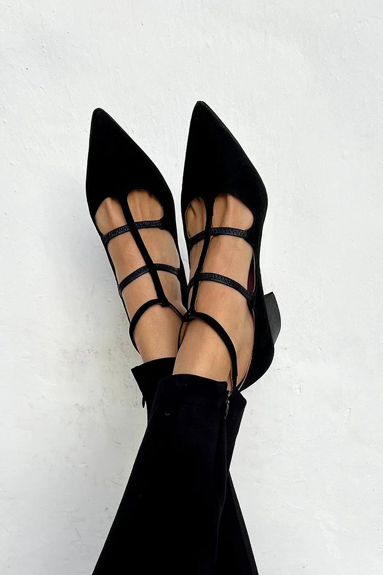 BENEDETTA | Elegant pointed lace-up ballet flats for a refined look