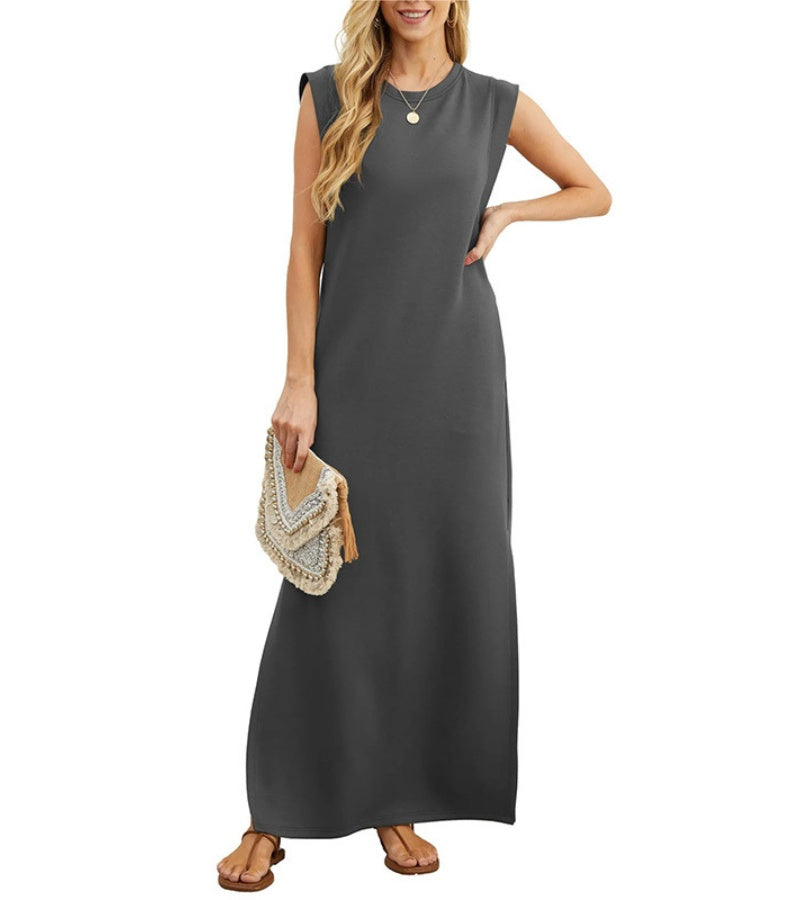 Romaisa | Casual Long Dress with Slit and No Ironing Needed