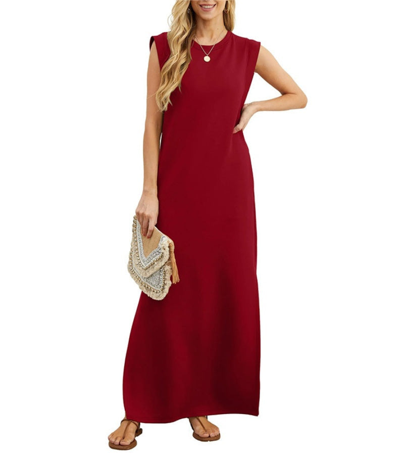 Romaisa | Casual Long Dress with Slit and No Ironing Needed