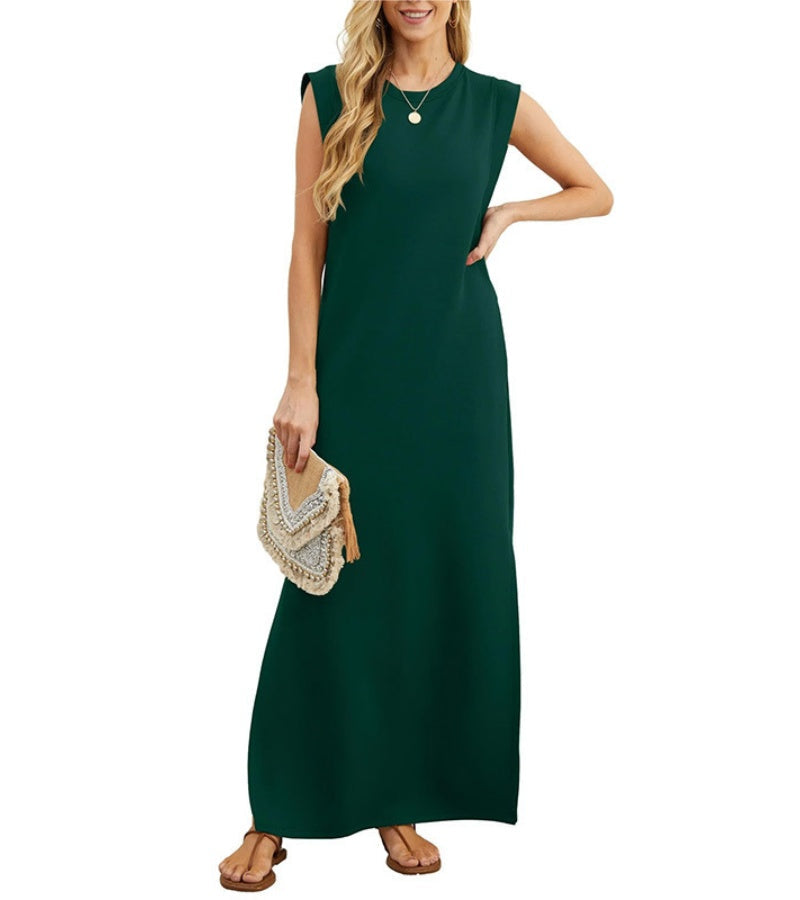 Romaisa | Casual Long Dress with Slit and No Ironing Needed