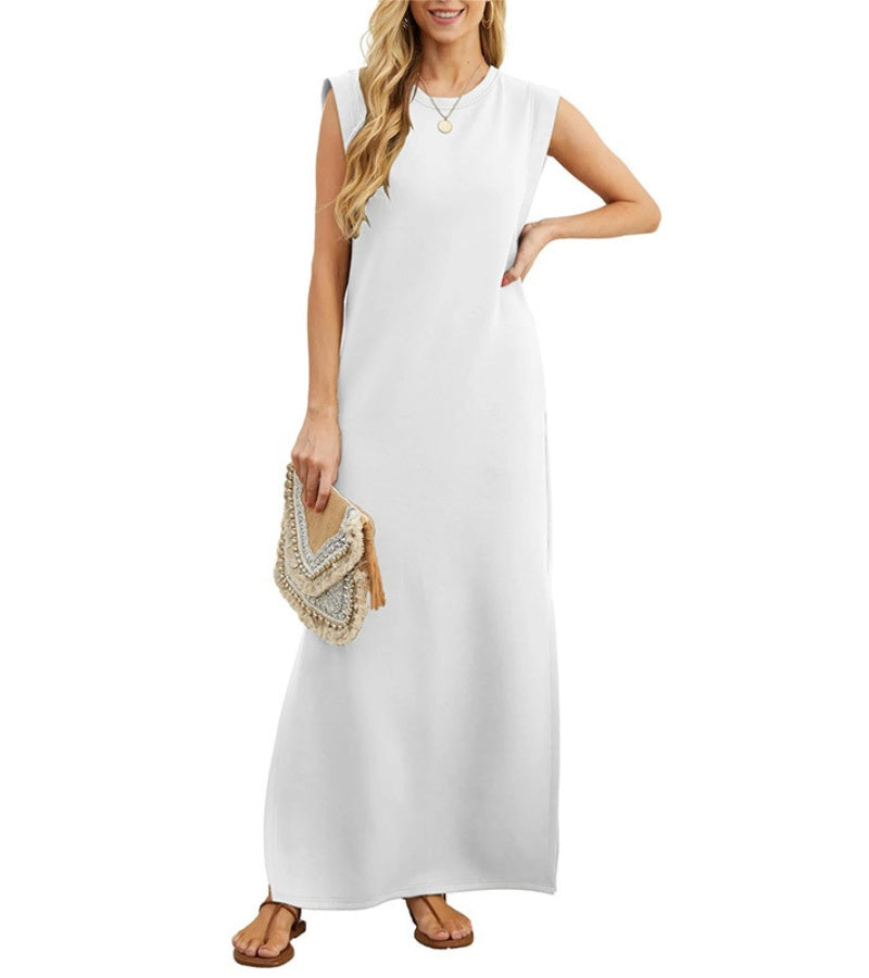 Romaisa | Casual Long Dress with Slit and No Ironing Needed