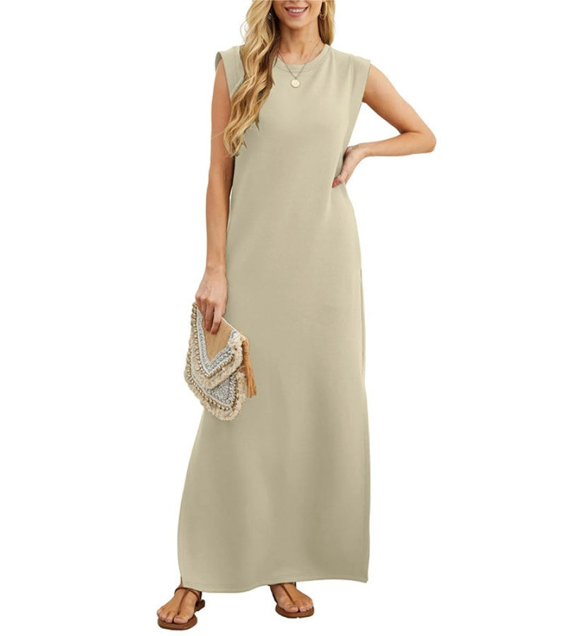 Romaisa | Casual Long Dress with Slit and No Ironing Needed