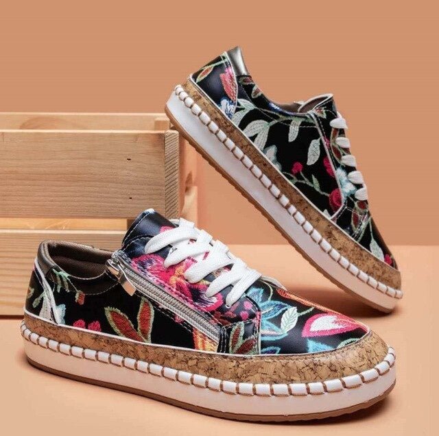 Oluchi Floral Orthopedic Zip Sneakers