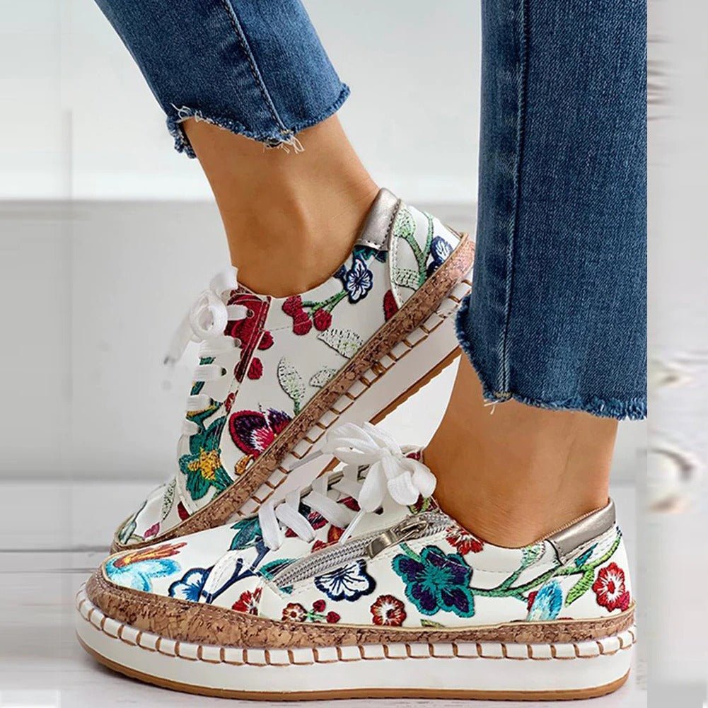 Oluchi Floral Orthopedic Zip Sneakers